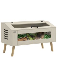 PawHut 140L Vivarium for Snakes, Lizards, Horned Frogs, Chameleons, Hamsters, Gerbils with Tempered Glass Windows