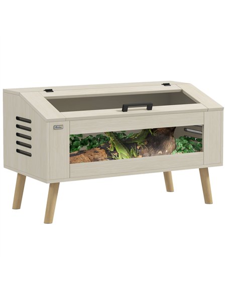 PawHut 140L Vivarium for Snakes, Lizards, Horned Frogs, Chameleons, Hamsters, Gerbils with Tempered Glass Windows - pic 159135 | FastDaddyshop