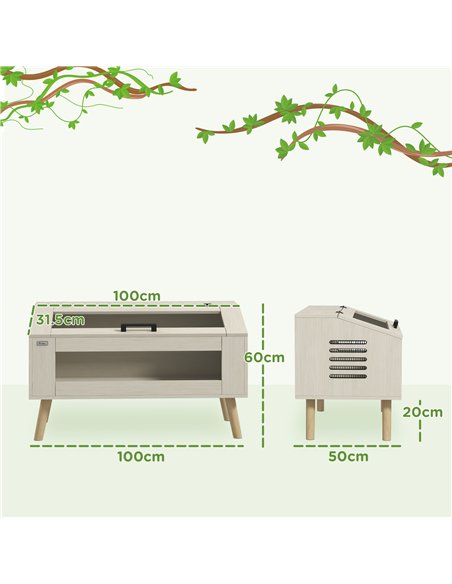 PawHut 140L Vivarium for Snakes, Lizards, Horned Frogs, Chameleons, Hamsters, Gerbils with Tempered Glass Windows - pic 159137 | FastDaddyshop