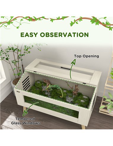 PawHut 140L Vivarium for Snakes, Lizards, Horned Frogs, Chameleons, Hamsters, Gerbils with Tempered Glass Windows