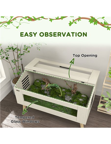 PawHut 140L Vivarium for Snakes, Lizards, Horned Frogs, Chameleons, Hamsters, Gerbils with Tempered Glass Windows - pic 159139 | FastDaddyshop