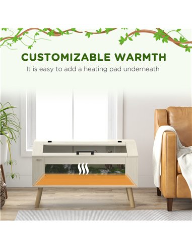 PawHut 140L Vivarium for Snakes, Lizards, Horned Frogs, Chameleons, Hamsters, Gerbils with Tempered Glass Windows