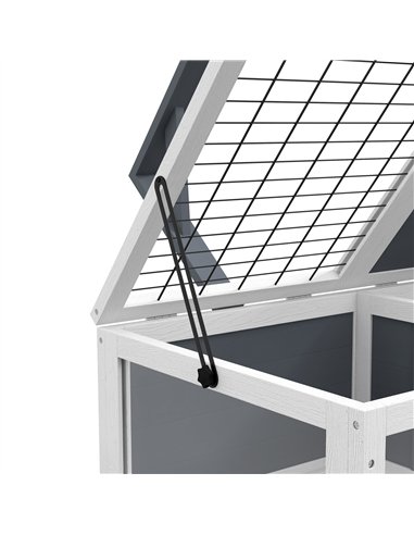 PawHut Tortoise Table with Wooden Lamp Holder, Wooden Tortoise House w/ Openable Lids, Pull-Out Trays - Grey