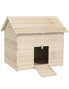 PawHut Wooden Duck House Poultry Coop for 2-4 Ducks with Openable Roof Raised Feet Air Holes Natural