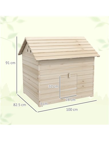 PawHut Wooden Duck House Poultry Coop for 2-4 Ducks with Openable Roof Raised Feet Air Holes Natural
