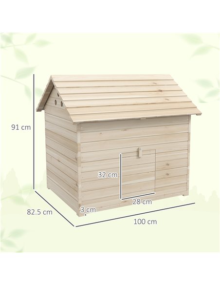 PawHut Wooden Duck House Poultry Coop for 2-4 Ducks with Openable Roof Raised Feet Air Holes Natural - pic 159164 | FastDaddyshop