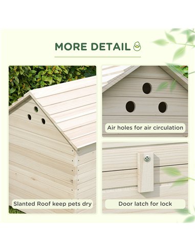 PawHut Wooden Duck House Poultry Coop for 2-4 Ducks with Openable Roof Raised Feet Air Holes Natural