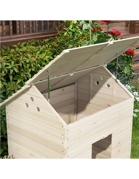 PawHut Wooden Duck House Poultry Coop for 2-4 Ducks with Openable Roof Raised Feet Air Holes Natural - pic 159169 | FastDaddyshop