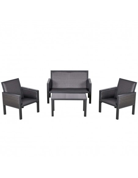 Outsunny 4 PCs Aluminum PE Rattan Wicker Sofa Set with Coffee Table, Deep Grey - pic 15917 | FastDaddyshop