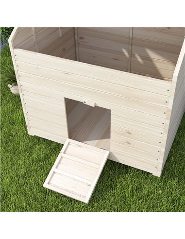 PawHut Wooden Duck House Poultry Coop for 2-4 Ducks with Openable Roof Raised Feet Air Holes Natural