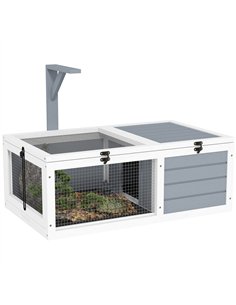 PawHut Wooden Tortoise Enclosure, Tortoise House w/ Lamp Holder, for Outdoor & Indoor - Light Grey