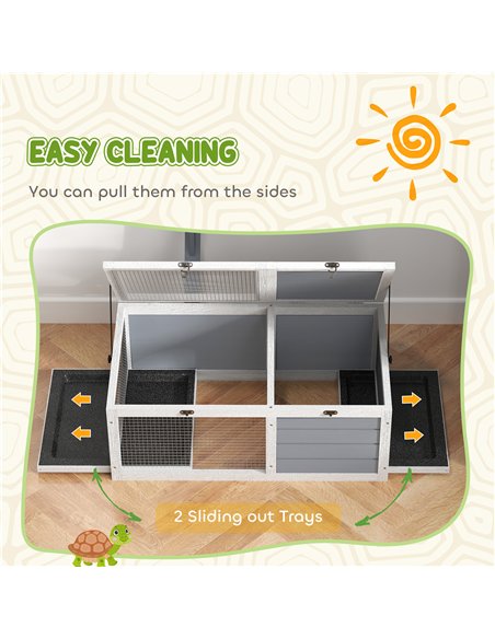 PawHut Wooden Tortoise Enclosure, Tortoise House w/ Lamp Holder, for Outdoor & Indoor - Light Grey - pic 159176 | FastDaddyshop