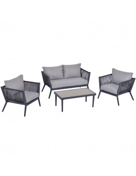 Outsunny 4 PCs PE Rattan Wicker Sofa Set with Coffee Table and Cushion, Deep Grey - pic 15918 | FastDaddyshop