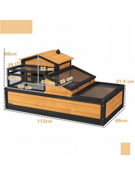 PawHut Wooden Tortoise House with Balcony, Tray, Roof, for Indoor and Outdoor, Yellow - pic 159200 | FastDaddyshop