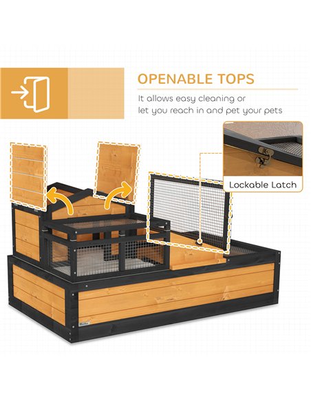 PawHut Wooden Tortoise House with Balcony, Tray, Roof, for Indoor and Outdoor, Yellow - pic 159202 | FastDaddyshop