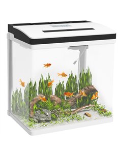 PawHut 28L Glass Aquarium Fish Tank with Filter, LED Lighting, for Betta, Guppy, Mini Parrot Fish, Shrimp, 38 x 26 x 39.5cm