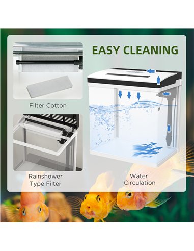 PawHut 28L Glass Aquarium Fish Tank with Filter, LED Lighting, for Betta, Guppy, Mini Parrot Fish, Shrimp, 38 x 26 x 39.5cm