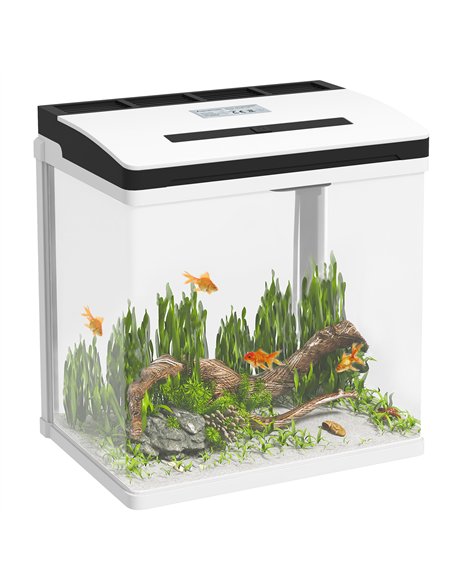 PawHut 13L Glass Aquarium Fish Tank with Filter, LED Lighting, for Betta, Guppy, Mini Parrot Fish, Shrimp, 29 x 20 x 30.5cm - pic 159252 | FastDaddyshop