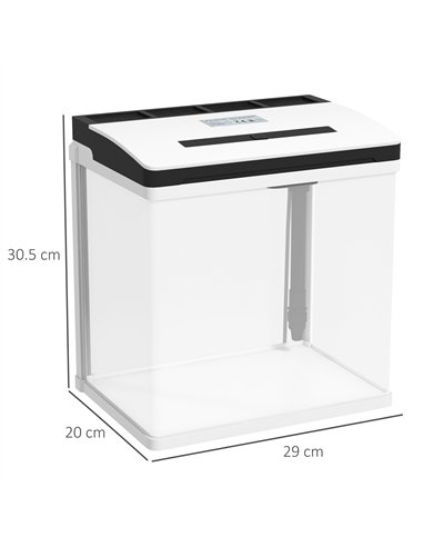 PawHut 13L Glass Aquarium Fish Tank with Filter, LED Lighting, for Betta, Guppy, Mini Parrot Fish, Shrimp, 29 x 20 x 30.5cm