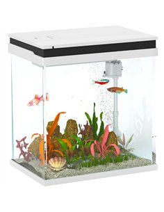PawHut 14L Glass Fish Tank with Filter System, LED Lights, Water Pump, White