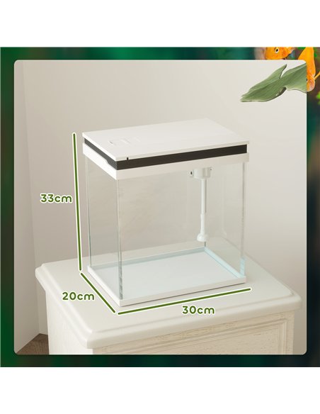 PawHut 14L Glass Fish Tank with Filter System, LED Lights, Water Pump, White - pic 159263 | FastDaddyshop
