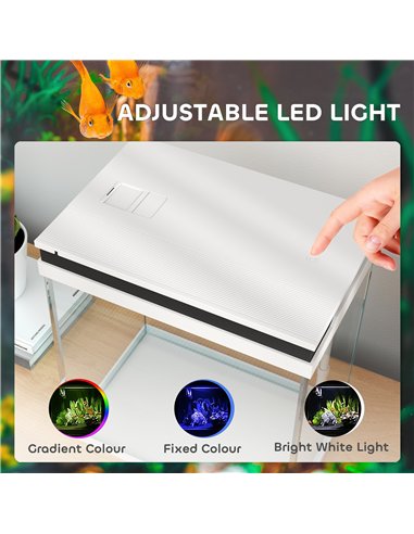 PawHut 14L Glass Fish Tank with Filter System, LED Lights, Water Pump, White