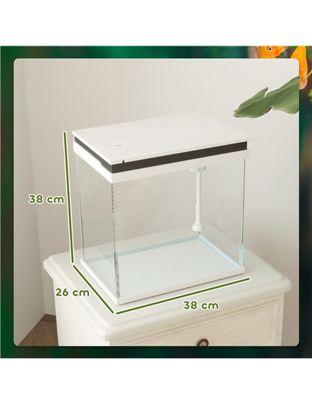 PawHut 26L Glass Fish Tank with Filter System, LED Lights, Water Pump, White - pic 159272 | FastDaddyshop