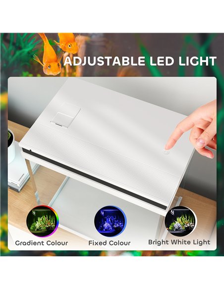 PawHut 26L Glass Fish Tank with Filter System, LED Lights, Water Pump, White - pic 159275 | FastDaddyshop