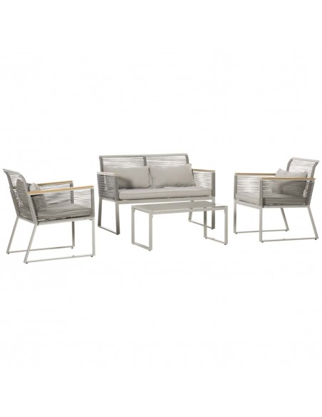 Outsunny 4 Pieces Outdoor Wicker Sofa Set with Cushions, Pillows & Tempered Glass Table, Grey - pic 15928 | FastDaddyshop