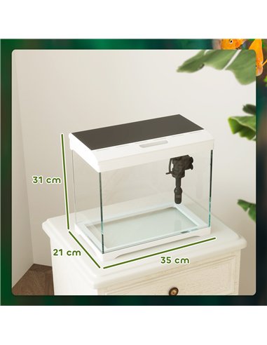 PawHut 17L Glass Fish Tank with Filter System, LED Light, Water Pump, for Betta, Goldfish, Shrimps, White