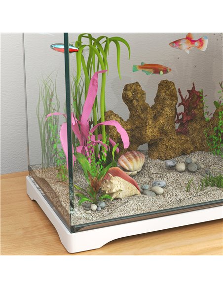 PawHut 17L Glass Fish Tank with Filter System, LED Light, Water Pump, for Betta, Goldfish, Shrimps, White - pic 159296 | FastDaddyshop