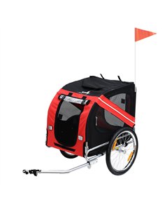 Pawhut Bicycle Pet Trailer in Steel Frame-Red/Black