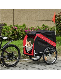 Pawhut Bicycle Pet Trailer in Steel Frame-Red/Black 2