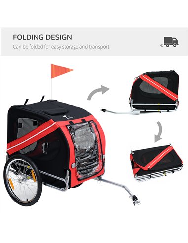 Pawhut Bicycle Pet Trailer in Steel Frame-Red/Black