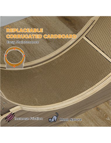 PawHut Cat Wheel with Brake, Scratching Pads - Walnut Brown