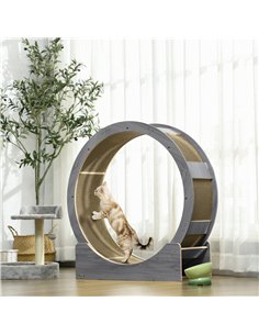 PawHut Cat Wheel with Brake, Scratching Pads - Grey 2