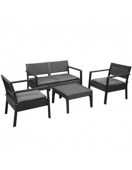 Outsunny Outdoor PP Rattan Style Sofa Set with Cushioned 2 Single Chairs & 1 Loveseat, Grey - pic 15932 | FastDaddyshop