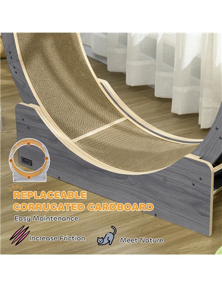 PawHut Cat Wheel with Brake, Scratching Pads - Grey - pic 159321 | FastDaddyshop