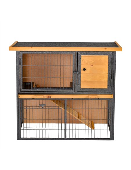 PawHut Wood-metal Guinea Pigs Hutches Elevated Pet House Outdoor 89.5 x 45 x 81cm - pic 159325 | FastDaddyshop