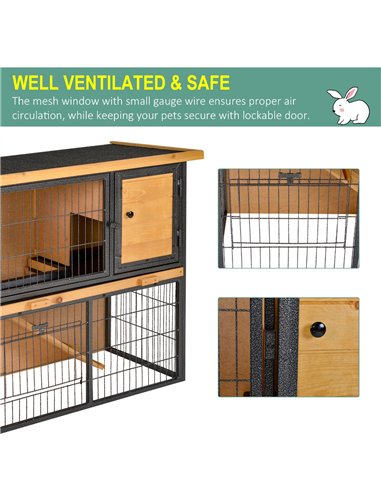 PawHut Wood-metal Guinea Pigs Hutches Elevated Pet House Outdoor 89.5 x 45 x 81cm
