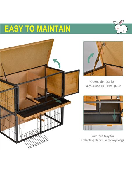 PawHut Wood-metal Guinea Pigs Hutches Elevated Pet House Outdoor 89.5 x 45 x 81cm - pic 159329 | FastDaddyshop