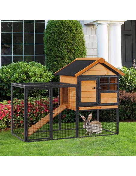 PawHut Wood-metal Guinea Pigs Hutches Elevated Pet Bunny House Rabbit Cage with Slide-Out Tray Outdoor - pic 159333 | FastDaddyshop