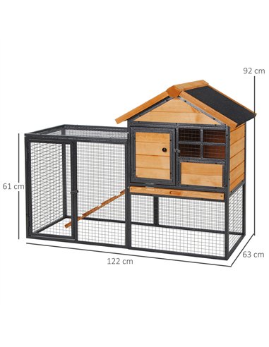 PawHut Wood-metal Guinea Pigs Hutches Elevated Pet Bunny House Rabbit Cage with Slide-Out Tray Outdoor