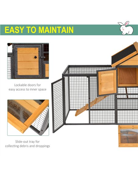 PawHut Wood-metal Guinea Pigs Hutches Elevated Pet Bunny House Rabbit Cage with Slide-Out Tray Outdoor - pic 159337 | FastDaddyshop