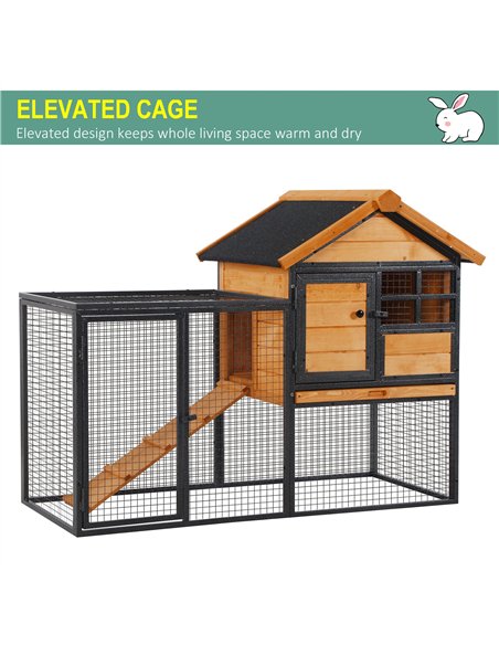 PawHut Wood-metal Guinea Pigs Hutches Elevated Pet Bunny House Rabbit Cage with Slide-Out Tray Outdoor - pic 159341 | FastDaddyshop