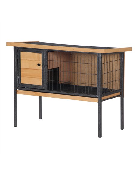 PawHut Wooden Guinea Pigs Hutches Elevated Pet House Bunny with Slide-Out Tray Outdoor Natural - pic 159343 | FastDaddyshop