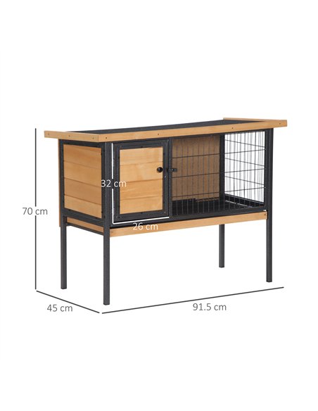 PawHut Wooden Guinea Pigs Hutches Elevated Pet House Bunny with Slide-Out Tray Outdoor Natural - pic 159344 | FastDaddyshop