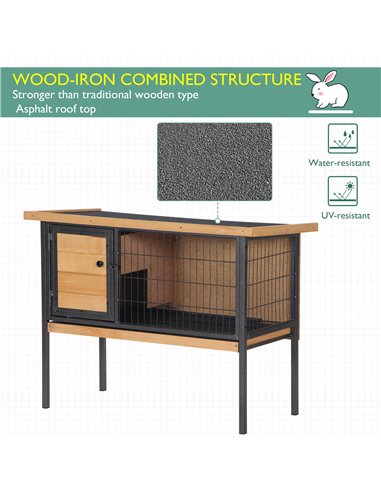 PawHut Wooden Guinea Pigs Hutches Elevated Pet House Bunny with Slide-Out Tray Outdoor Natural