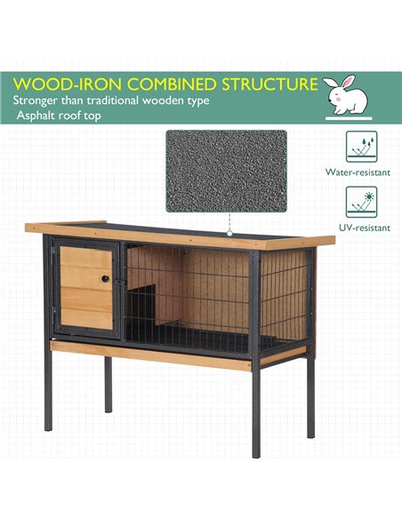 PawHut Wooden Guinea Pigs Hutches Elevated Pet House Bunny with Slide-Out Tray Outdoor Natural - pic 159345 | FastDaddyshop