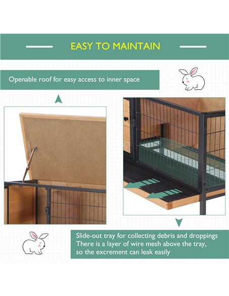 PawHut Wooden Guinea Pigs Hutches Elevated Pet House Bunny with Slide-Out Tray Outdoor Natural - pic 159346 | FastDaddyshop